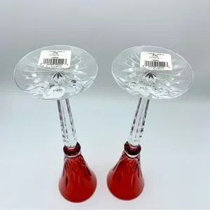 Waterford Crystal | Dining | Waterford Crystal Lismore  Waterford Crystal Lismore Jewels Ruby Red Champagne Flutes 12” Ornate Stems NIB main image 0